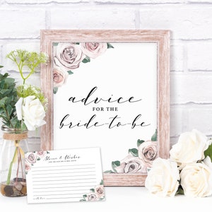 Bridal Shower Advice Cards & Sign, Wedding Shower Advice and Well Wishes Card, Bridal Shower Blush, Advice for the Bride-To-Be Cards, BB20