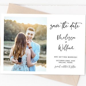 Save The Date With Photo Card Template, Minimalist Save The Date, Printable Save The Date Card With Polaroid Photo, Wedding Date