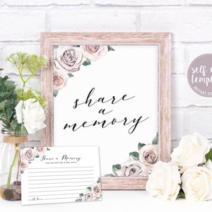 Share A Memory Card & Sign, Share A Memory Sign, Bridal Shower Memory Cards, Memorial Keepsake Card, Funeral Memory Card, BB20
