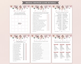 Bridal Shower Game Bundle, 8 Bridal Shower Games, Templates, Bridal Brunch Games Bundle, Instant Download, Printable, Floral Blush, BB20
