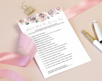 What Did The Groom Say Bridal Shower Game, Floral (Digital Download)