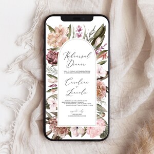 Electronic Rehearsal Dinner Text Invitation Template, Boho Floral Digital Rehearsal Invite Digital Download, Text Message Evite, GA22