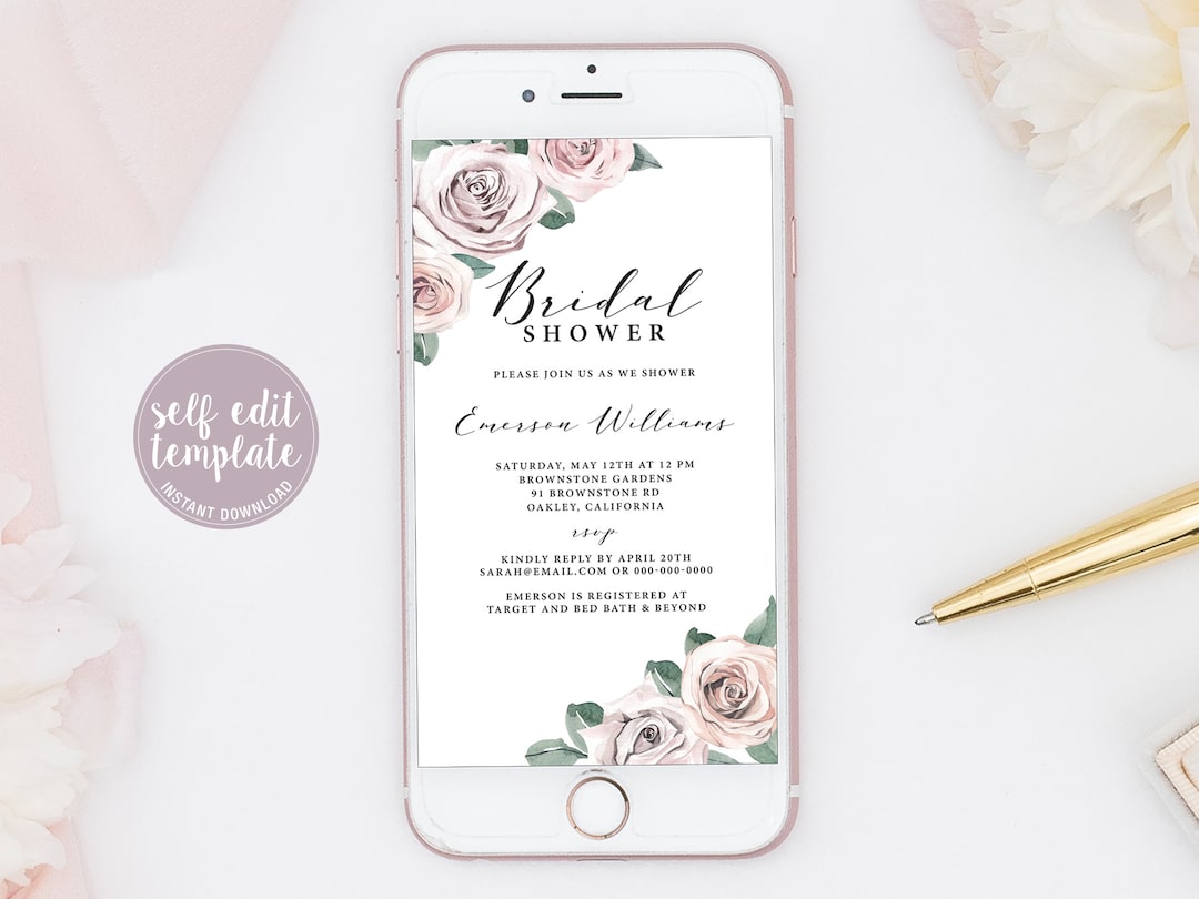 Electronic Bridal Shower Invitation, Digital Bridal Brunch Evite