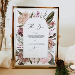 Wedding Bar Menu Template, Bar Menu Wedding Sign, Wedding Drink Sign Printable, Editable Template, Digital Download, GA22