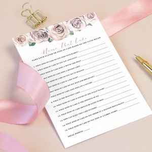 Name That Cake Bridal Shower Game, Editable Template, Guess The Cake Bridal Brunch Game, Instant Download, Printable, Floral Blush, BB20