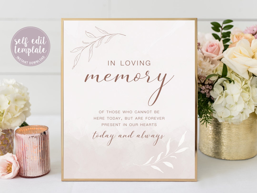 In Loving Memory Sign Template, Printable in Loving Memory Sign ...