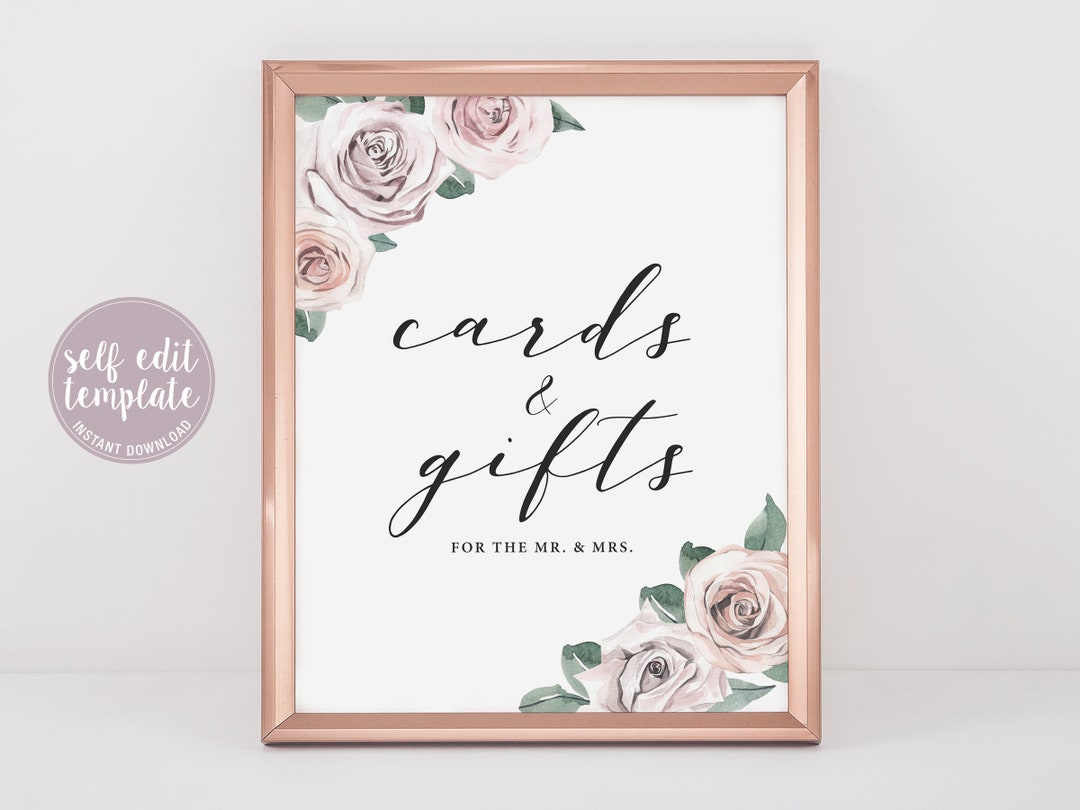 Wedding Gifts and Cards Sign Template, Floral Blush Gifts and Cards ...