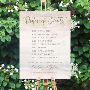Wedding Order Of Events Sign, Beach Watercolor Itinerary Sign, Wedding Timeline Sign Template, Wedding Schedule, GG20