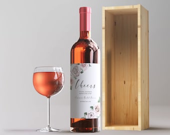 Szablon do edycji etykiety na wino na wieczór panieński, etykieta na wino Blushing Blooms, etykieta na butelkę wina do druku, natychmiastowe pobieranie, BB20