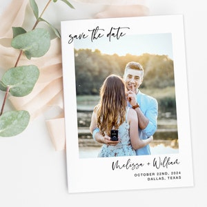 Save The Date With Photo Card Template, Minimalist Save The Date, Printable Save The Date Card With Polaroid Photo, Modern Save The Date