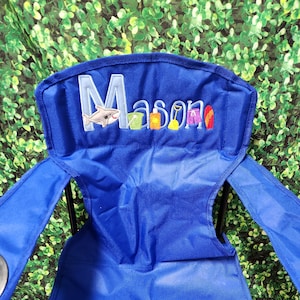 Kids Personalized Shark/Beach Chair 1-7 yrs. Applique / Embroidered Chair. Discounts at FB What Cute Stitches.