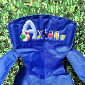 Kids Personalized Beachball Beach Theme Chair 1-7 years. Applique / Embroidered Chair. FB What Cute Stitches