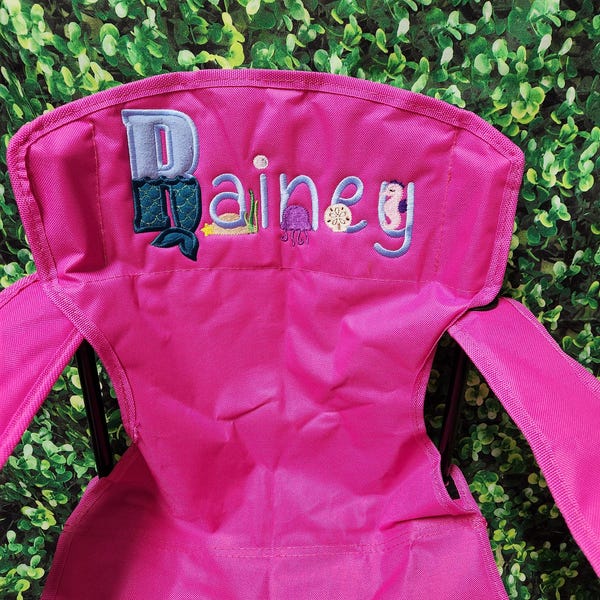 Kids Personalized Mermaid Applique/Embroidered Chair 1-7 years.