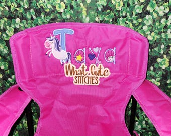 Kids Personalized Unicorn Chair 1-7. Applique / Embroidery Font Chair.
