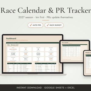 Laufplaner 2027, Wettkampfkalender und PR-Tracker-Tabelle, Google Sheets und Excel