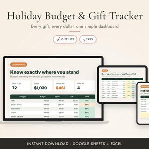 Christmas Budget and Gift Tracker Spreadsheet, Holiday Gift List for Google Sheets