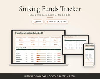 Hoja de cálculo para el seguimiento de fondos de amortización, planificador de objetivos de ahorro para Google Sheets y Excel.