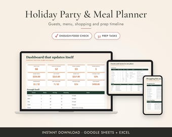 Hoja de cálculo para planificar fiestas navideñas, menús y comidas festivas, Google Sheets