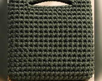 Bolso de mano de ganchillo verde, bolso de punto estructurado hecho a mano, bolsa tejida verde, hecho a pedido en México