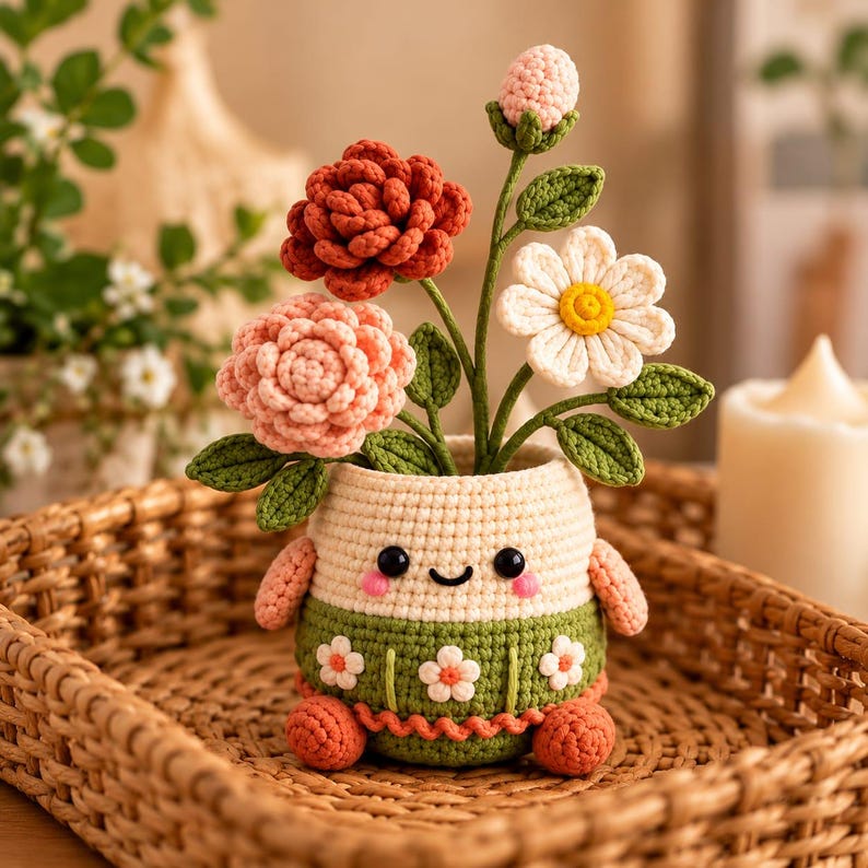 Crochet Flower Pot Pattern PDF, Amigurumi Flower Pattern, Handmade ...