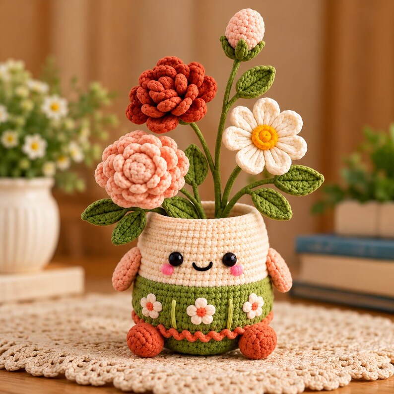 Crochet Flower Pot Pattern PDF, Amigurumi Flower Pattern, Handmade ...