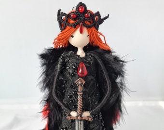Dark angel doll, black angel, Handmade doll in black dress, Halloween doll, hanging doll, black doll, Witch doll ornament, Halloween gift