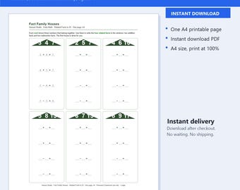 Fact Family Worksheets | Addition and Subtraction Related Facts to 20 | Grade 1 Math Printable A4