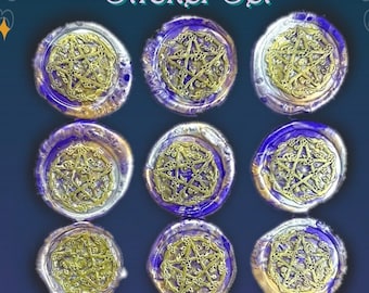Wax Seal Sticker Set - Gold and Purple Floral Pentacles | Wax Seal Set | Premade Wax Seals
