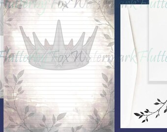 Dark Crown Stationery Set | Gothic Crown Writing Paper | Dark Prince Letter Paper Set | Fantasy Stationery Set