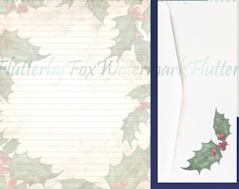 Holly Berry Stationery Set | Holly Writing Paper | Christmas Letter Paper | Yule Stationery Set | Yule Writing Paper | Holiday Stationery