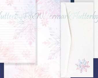 Pastel Snowflakes Stationery Set | Snowflake Writing Paper | Winter Stationery | Snowflake Letter Paper | Snow Stationery | Winter Solstice