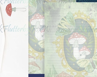 Witch's Garden Stationery Set | Green Magic Letter Paper | Green Witch Writing Paper | Magical Garden Stationery | Mushroom Paper