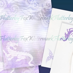 Cloud Dragon Writing Paper Set | Dragon Stationery Paper | Purple Dragon Paper | Dragon Journal | Dragon Letter Paper | Fantasy Stationery