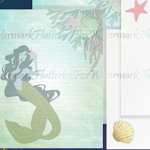 Green Mermaid Stationery Set | Mermaid Writing Paper | Mermaid Pages | Mermaid Letter Paper | Ocean Stationery | Fantasy Paper Set