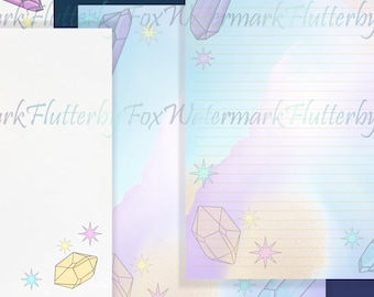 Sparkling Gems Writing Paper Set | Gemstone Stationery | Crystal Letter Paper | Spell Paper | Witchy Stationery Set | Witchcraft Paper Set