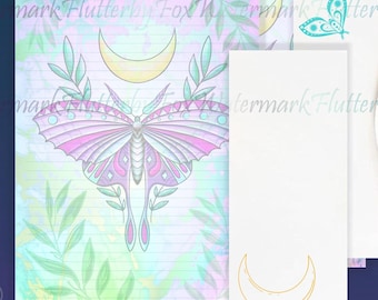 Moon Moth Stationery Set | Moth Writing Paper | Magic Moth Letter Paper | Witchy Paper | Junk Journal Page | Moth Paper Set | Moon Page Set