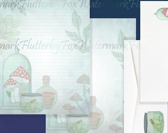 Foraging Stationery Set | Garden Magic Writing Paper | Cottage Witch Stationery Paper | Green Witch Writing | Frog Letter Paper