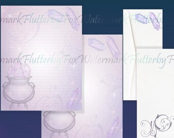 Crystal Cauldron Cauldron Writing Paper | Cauldron Stationery | Pastel Witch Letter Paper