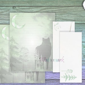 Wolf Forest Writing Paper Set | Wolf Stationery Paper | Letter Paper | Forest Stationery | Moon Page | Wolf Journal Paper | Wolf Page Set