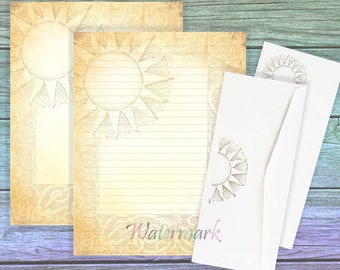 Gold Sun Stationery Paper | Sunshine Letter Paper | Sun Writing Paper | Golden Stationery | Sun Spell Paper | Sun Magic Journal Paper Set