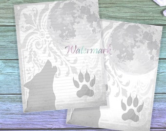 Howling Wolf Stationery | Wolf Writing Paper | Wolves Pages | Junk Journal Paper | Wolves Paper | Wolf Letter Paper | Forest Stationery