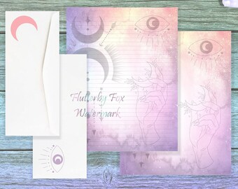 Moon Gaze Writing Paper | Moon Stationery | Magic Eye Paper | Witchy Stationery | Witch Journal | Book of Shadows Paper | Moon Spell Paper