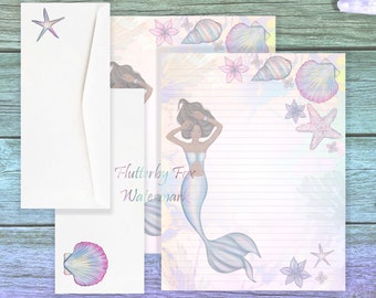 Pastel Mermaid Stationery Set | Mermaid Writing Paper | Mermaid Letter Paper | Ocean Magic Page | Fantasy Stationery | Ocean Stationery Page