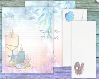 Ocean Candle Stationery Set | Ocean Witch Paper | Candle Magic Writing Paper | Ocean Witch Stationery | Sea Witchcraft Paper | Candle Paper