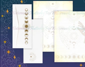 Manifest Stationery Set | Moon and Sun Stationery | Manifestation Journal Paper | Moon Writing Paper | Moon Phase Letter Paper | Sun Paper
