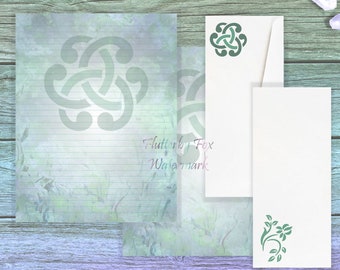 Teal Celtic Knot Stationery Set | Celtic Writing Paper Set | Teal Stationery | Celtic Grimoire | Celtic Letter Paper | Celtic Knot Page