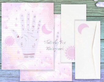 Pastel Palmistry Stationery Set | Divination Writing Paper | Fortune Telling Paper Set | Witch Stationery | Witchcraft Paper | Palm Reader