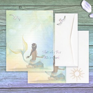 Mermaid Sunset Stationery Set Summer Mermaid Paper Mermaid Writing Paper Mermaid Stationery Mermaid Letter Paper Ocean Magic Paper image 1