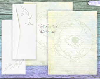 Moon Spell Stationery Paper | Spell Page | Moon Writing Paper | All Seeing Eye | Evil Eye | Stationery Set | Moon Letter Paper | Moon Page