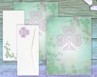 Shamrock Writing Paper | Clover Stationery Set | Celtic Knot Stationery | Celtic Writing Paper | Shamrock Set | Irish Writing Paper